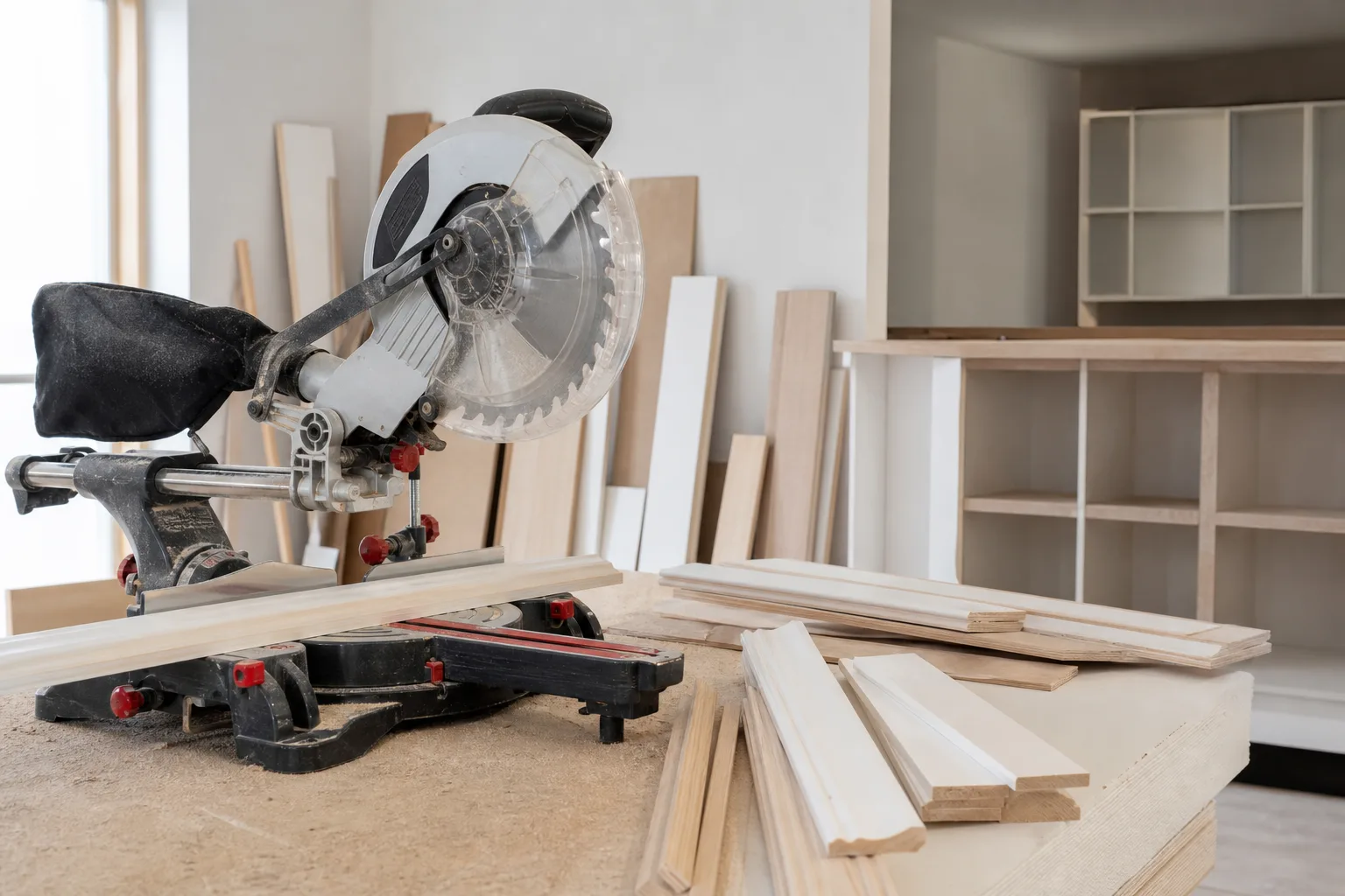 Kappsaege fuer Wohnprojekte: Moebel, Leisten und Innenausbau zuschneiden