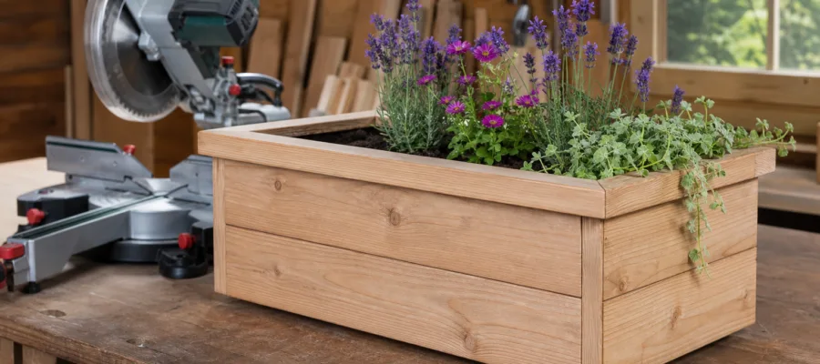 Blumenkasten aus Holz bauen mit der Kappsaege – Schritt-fuer-Schritt
